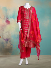 Embroidered Banarasi Kurta With Pant & Dupatta